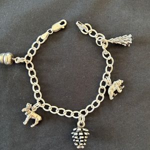 North woods sterling charm bracelet